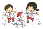 田中聡さん作品、雨とマエケンＴシャツ